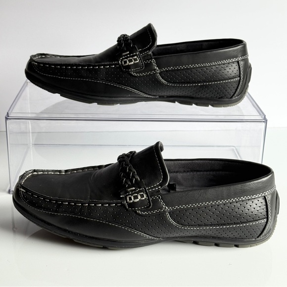 Black Leather Men's Loafers - Picture 4 of 12